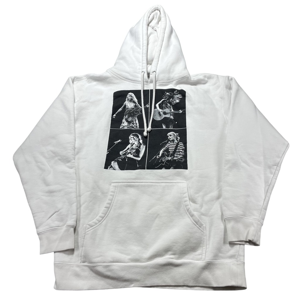 Taylor Swift Hoodie Mens Large White Eras Tour 2023 Graphic Fleece Sweatshirt